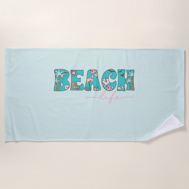 Beach Life Tropical Summer angepasst Strandtuch (Vorderseite)