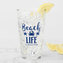 Beach LIFE Zitat Nautic Küste Sommer Blau
