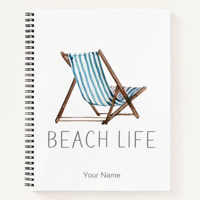 Beach Life Zitat Nautical Summer Vacacacation Stuh Notizbuch (Vorderseite)