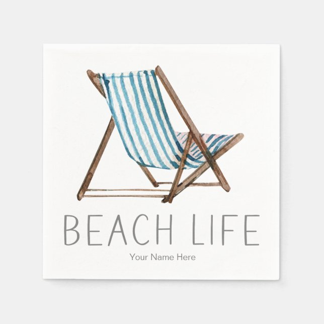 Beach Life Zitat Nautical Summer Vacacacation Stuh Serviette (Vorderseite)