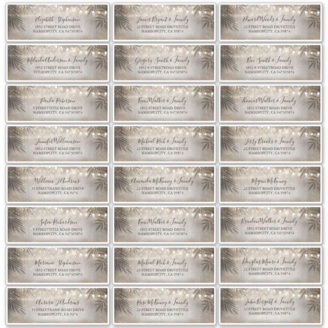 Beach Light Wedding Guest Name Address Labels (Vorderseite)