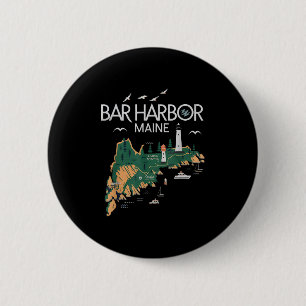 Beach Lighthouse Bar Harbour Maine Button