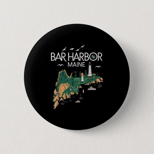 Beach Lighthouse Bar Harbour Maine Button (Vorderseite)