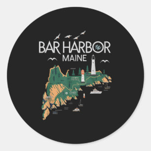 Beach Lighthouse Bar Harbour Maine Runder Aufkleber