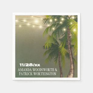 Beach Lights Palm Tree Tropical Wedding Napkins Serviette
