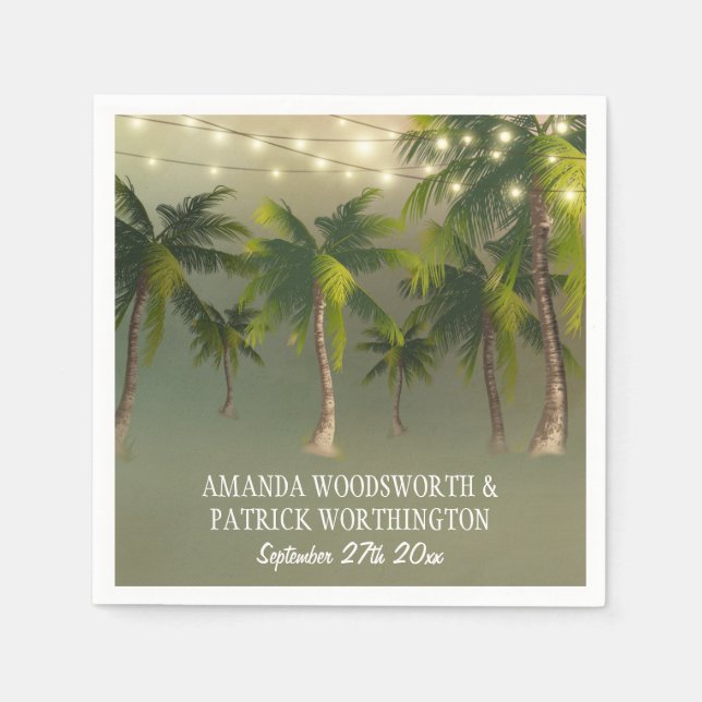Beach Lights Palm Tree Tropical Wedding Napkins Serviette (Vorderseite)