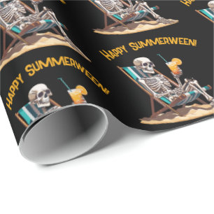 Beach Lounges Skeleton Halloween Geschenkpapier