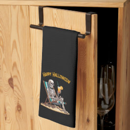 Beach Lounges Skeleton Halloween Geschirrtuch
