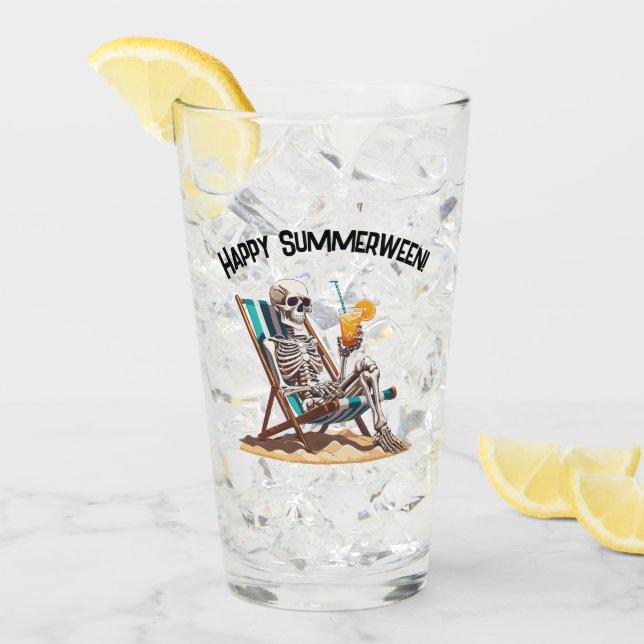 Beach Lounges Skeleton Halloween Glas (Vorderseite Ice)