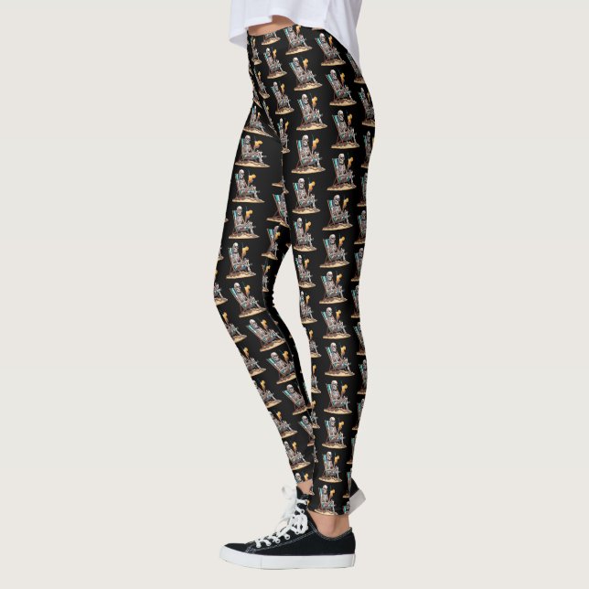 Beach Lounges Skeleton Halloween Leggings (Links)