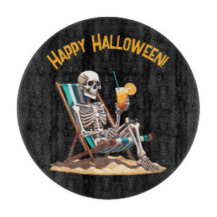 Beach Lounges Skeleton Halloween Schneidebrett