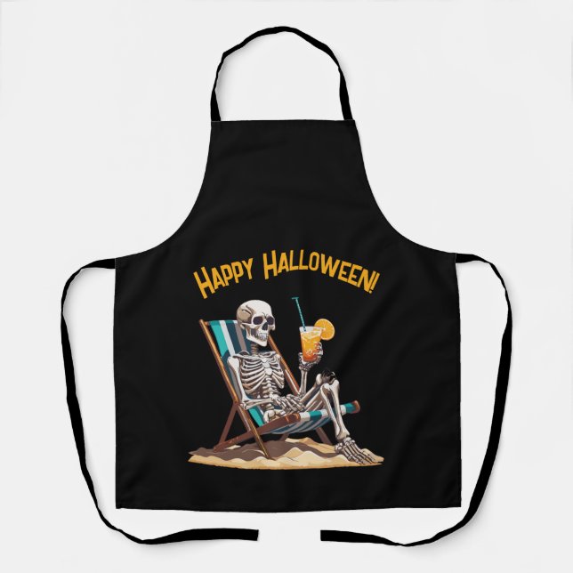 Beach Lounges Skeleton Halloween Schürze (Vorderseite)