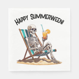 Beach Lounges Skeleton Halloween Serviette