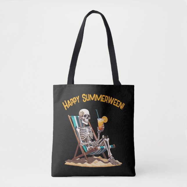 Beach Lounges Skeleton Halloween Tasche (Vorderseite)