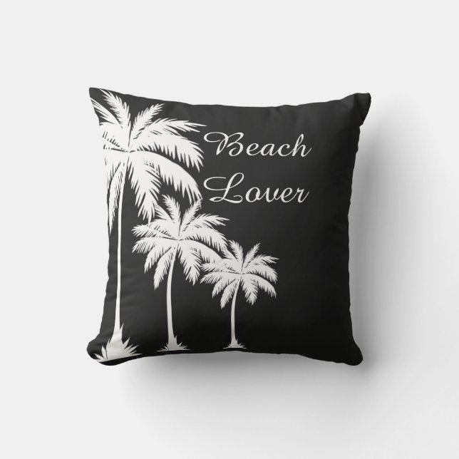 Beach Lover Palm Tree Silhouette Kissen (Vorderseite)