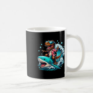 Beach Lover T-rex Dinosaur Riding Shark Surfing Oc Kaffeetasse