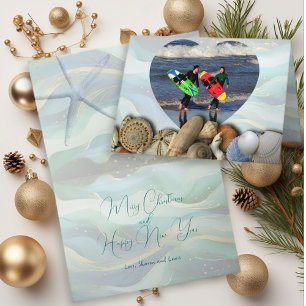 Beach Lovers Herzfoto Weihnachtskarten Feiertagskarte