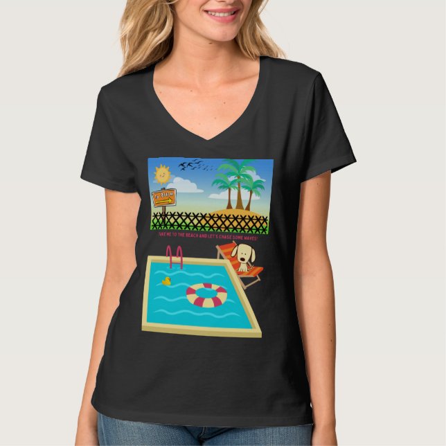 Beach loving Dog Ready to Hit the Sands  Wishing T-Shirt (Vorderseite)