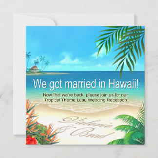 Beach Luau Hawaii Empfang erhält Namen im Sand Einladung