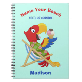 Beach Macaw individuelle Name, Text und Farbe Notizblock