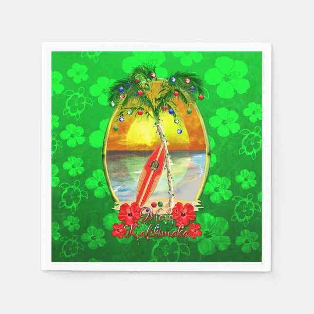 Beach Mele Kalikimaka Serviette (Vorderseite)