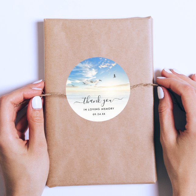 Beach Memorial Seaside Ocean Vielen Dank Runder Aufkleber (Beach Memorial Thank You Stickers)