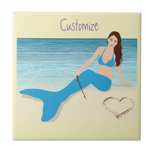 Beach Mermaid Valentine Thunder_Cove Fliese (Vorderseite)