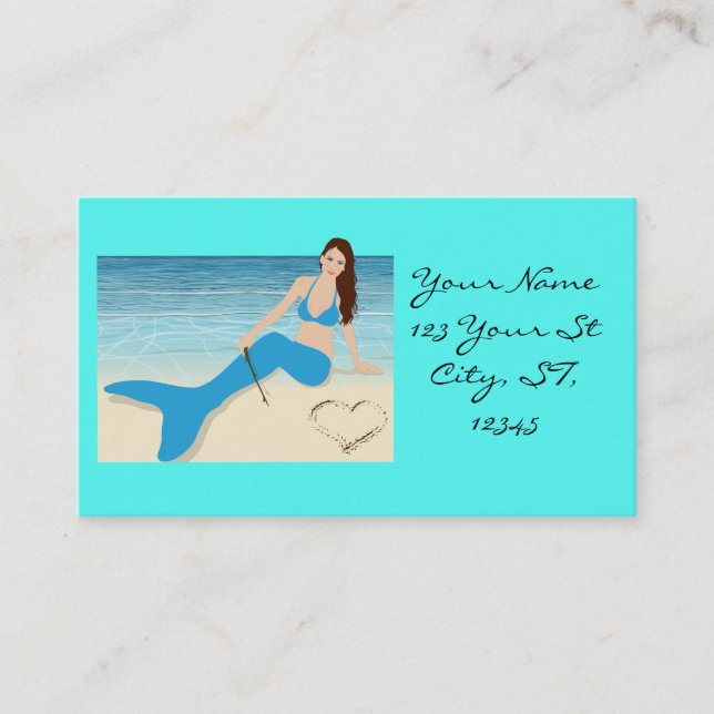 Beach Mermaid Valentine Thunder_Cove Visitenkarte (Vorderseite)
