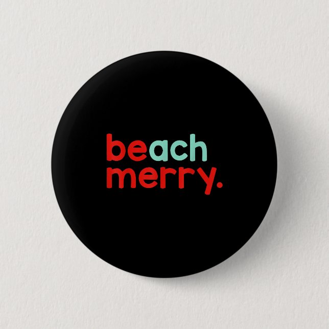 Beach Merry Christmas  Button (Vorderseite)