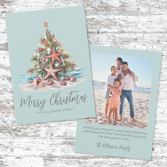 Beach Merry Christmas Feiertagskarte (Beach Merry Christmas Holiday Card )