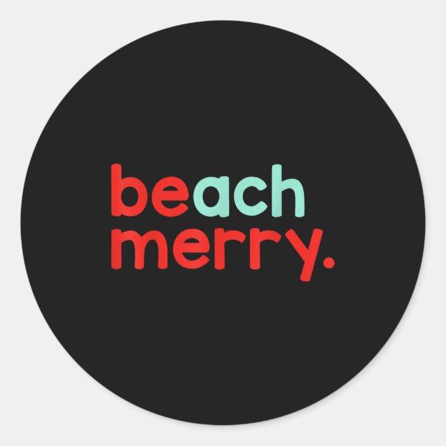 Beach Merry Christmas  Runder Aufkleber (Vorderseite)