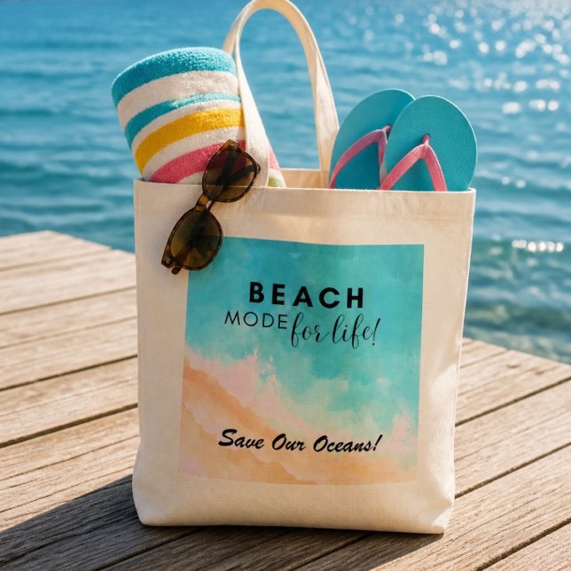 Beach Mode | Rett unsere Ozeane! Tragetasche (Von Creator hochgeladen)