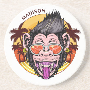 Beach Monkey individuelle Name Getränkeuntersetzer
