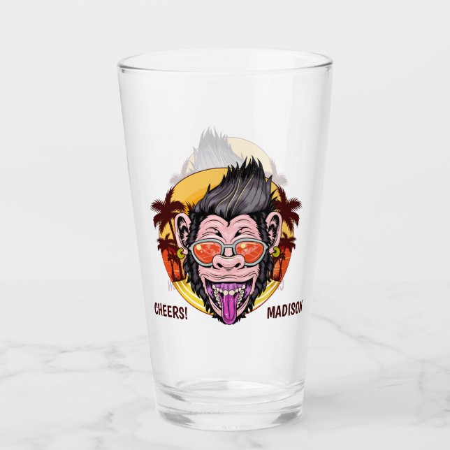 Beach Monkey individuelle Name Glas (Vorderseite)