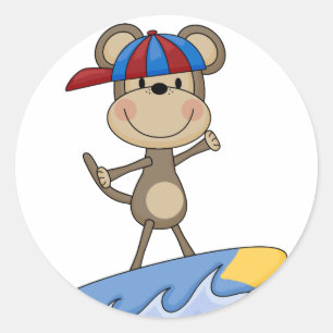 Beach Monkey - Surfen T - Shirt und Geschenke Runder Aufkleber