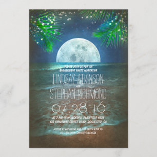 Beach Moonlight Engagement Party beleuchtet Einlad Einladung