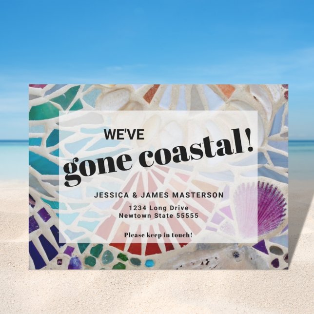 Beach Moving Announcement Card Ankündigung (Von Creator hochgeladen)