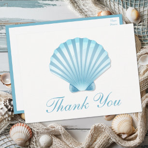 Beach Muschel Blue Nautical Wedding Vielen Dank Einladungspostkarte