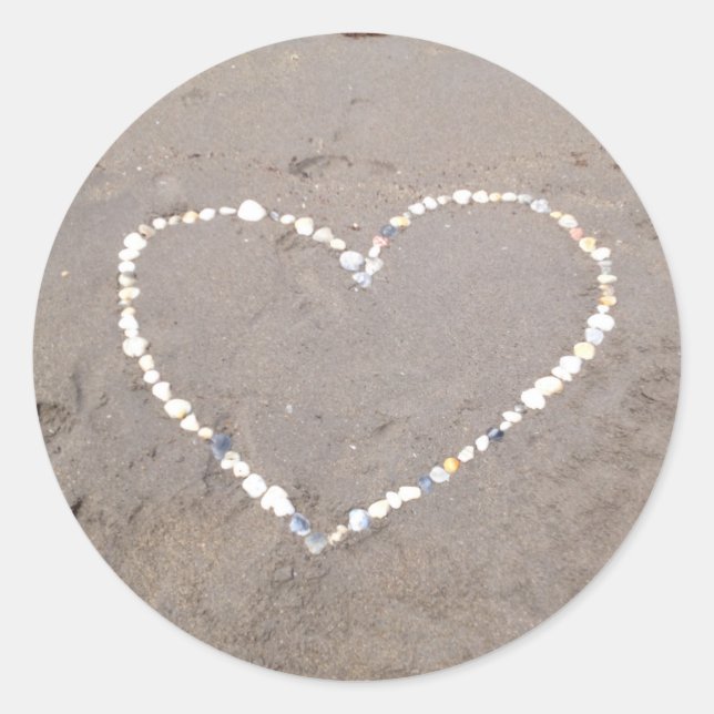 Beach Muschel Heart Runder Aufkleber (Vorderseite)