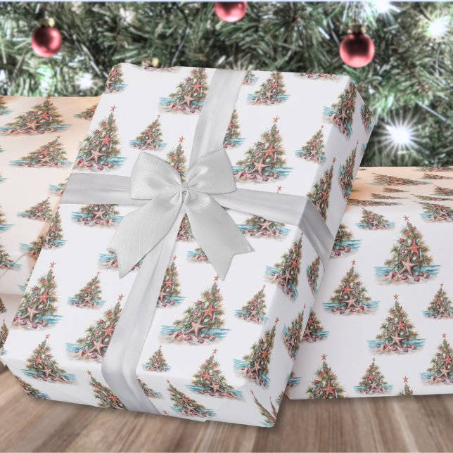 Beach Muschel Weihnachtsbaummuster Geschenkpapier (Beach Shell Christmas Tree Pattern Wrapping Paper)