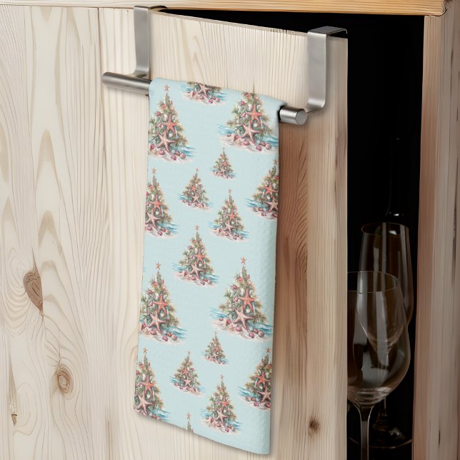 Beach Muschel Weihnachtsbaummuster Geschirrtuch (Beach Shell Christmas Tree Pattern kitchen towel )