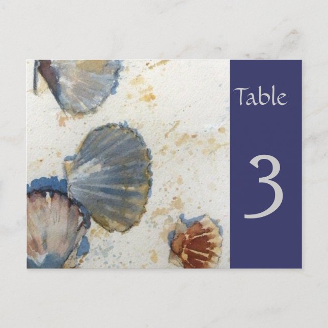 Beach Muscheln Tischnummer Card (Vorderseite)