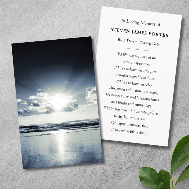 Beach Nature Beileid Beerdigung Gedenkkarte Visitenkarte (Beach Memorial Card)