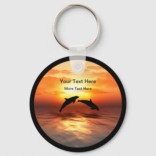 Beach Nature Dolphins Sunset Message Schlüsselanhä Schlüsselanhänger (Vorderseite)