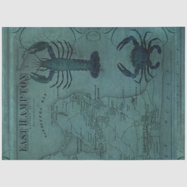 Beach Nausea Hummer Crab East Hampton Karte Seidenpapier (Vorderseite)
