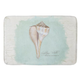 Beach Nausea Muschel Watercolor Blue White Badematte
