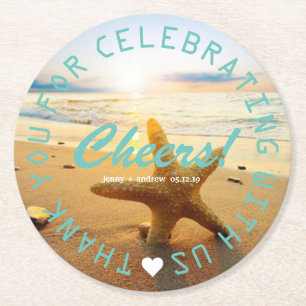 Beach Nautic Gastgeschenk Hochzeit Party Personali Runder Pappuntersetzer