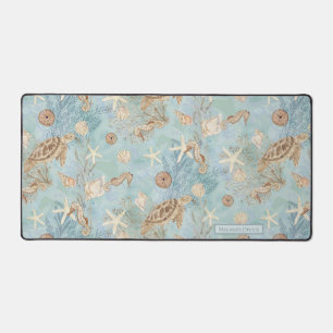 Beach Nautic Sea Turtle Seepferd Starfish Aqua Schreibtischunterlage