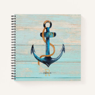 Beach Nautical Anchor Mit Monogramm Spiral Noteboo Notizbuch