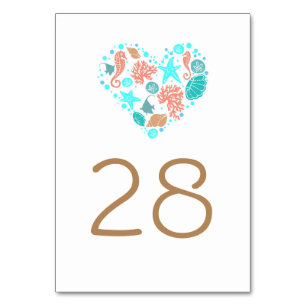 Beach Nautical Coastal Wedding Tischnummer